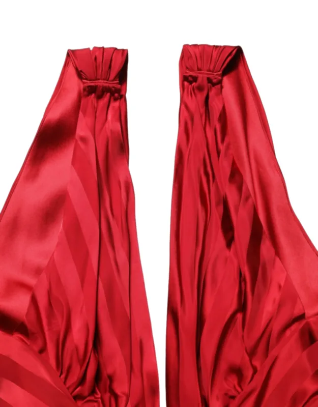 Plunging Halterneck Draped Jumpsuit Dress