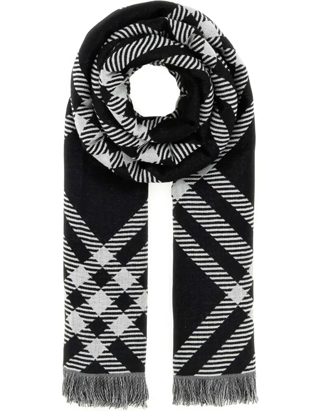 Embroidered Wool Blend Scarf