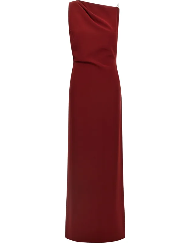 Bordeaux Triacetate Long Dress