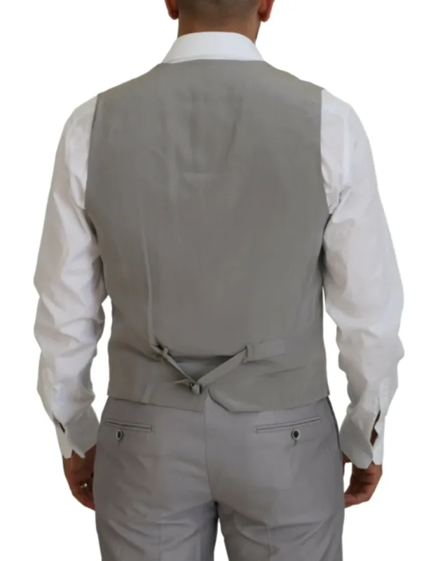 Silver Wool Silk 3 Piece Slim Fit Suit