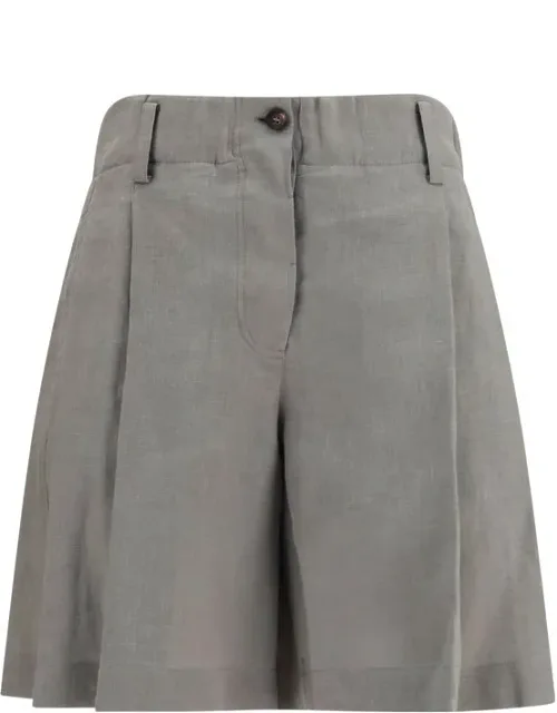 Bicolor Linen Bermuda Shorts
