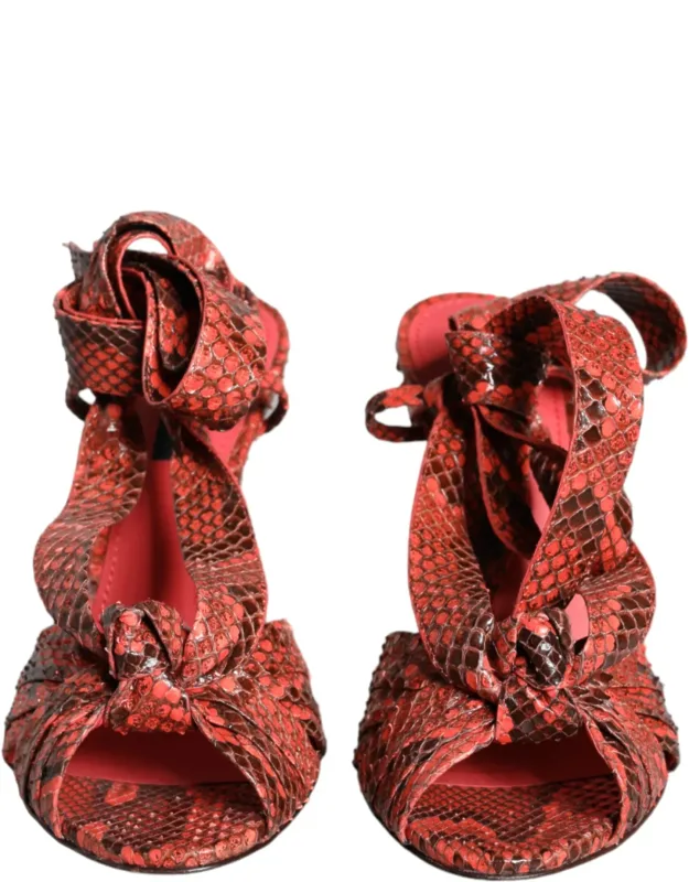 Exotic Leather Heels Sandals
