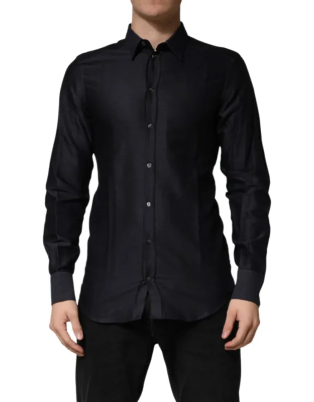 Dotted Cotton Collared Gold Dress Shirt