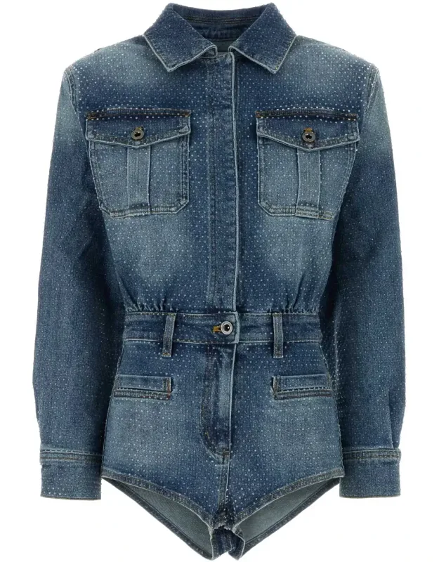 Embellished Denim Jumpsuit