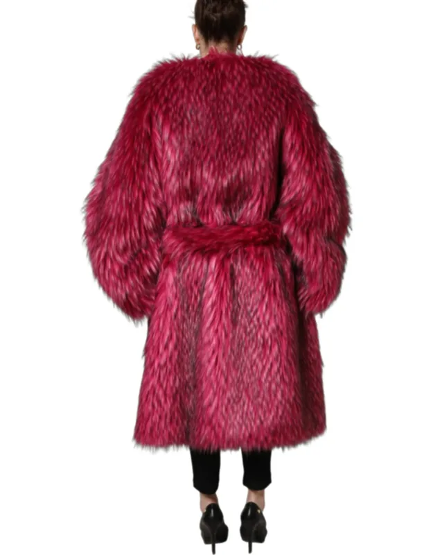 Belted Faux-fur Trench Coat