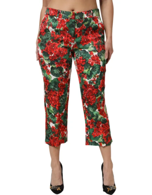 Multicolor Floral Print Cropped Pants