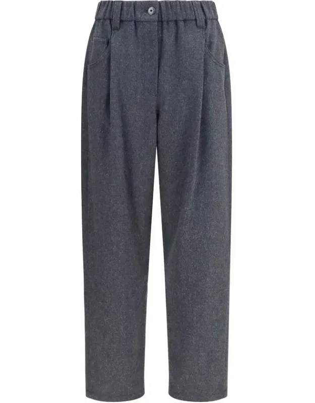 Gray Wool Casual Pants