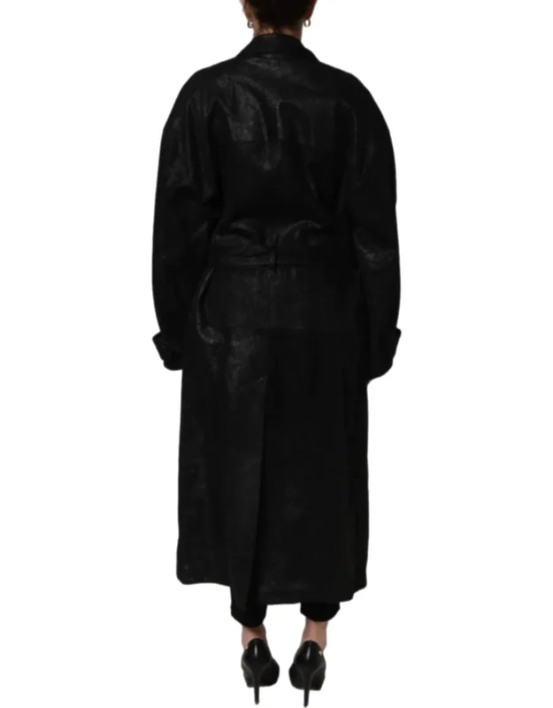 Belted Sheepskin Trench Coat