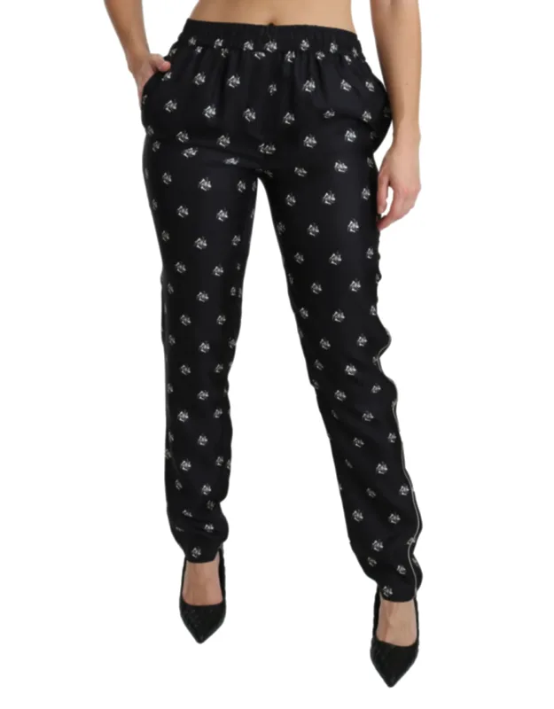 Printed Mid Waist Skinny Silk Pants