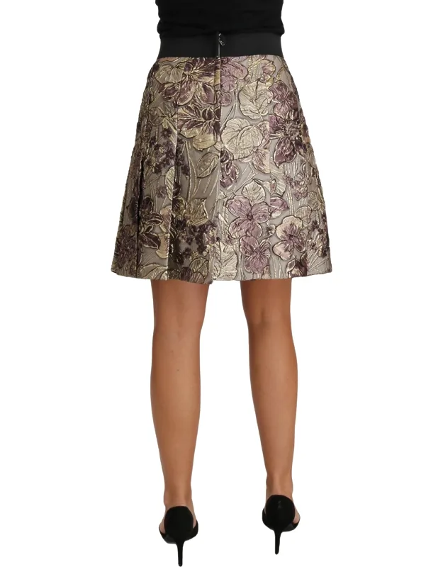 A-line Mini Floral Print Jacquard Skirt