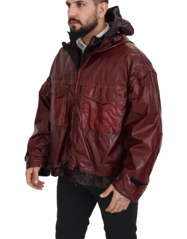 Bordeaux Cotton Hooded Full Zip Jacket