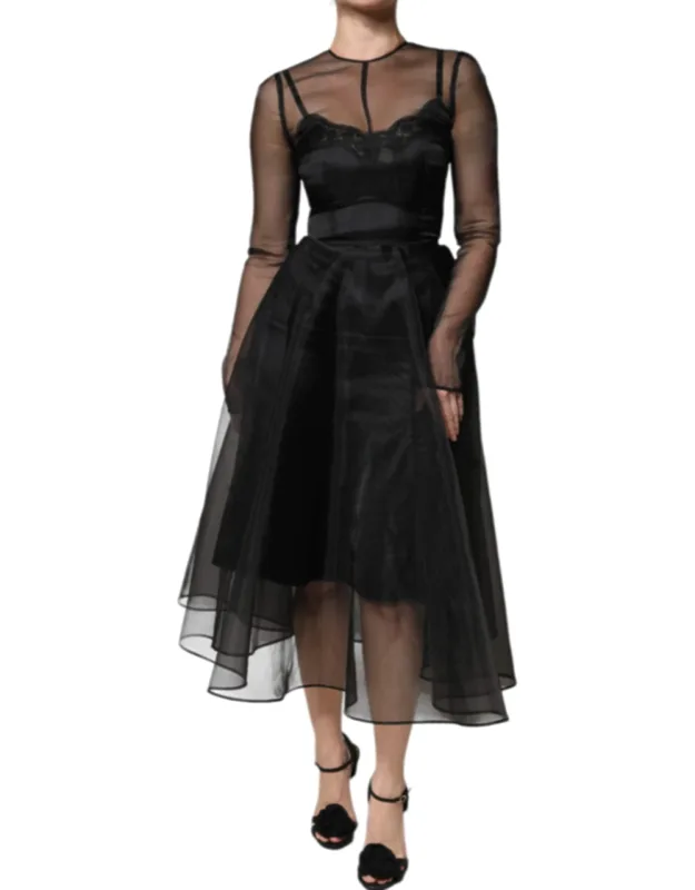 Tulle A-line Midi Cocktail Gown Dress
