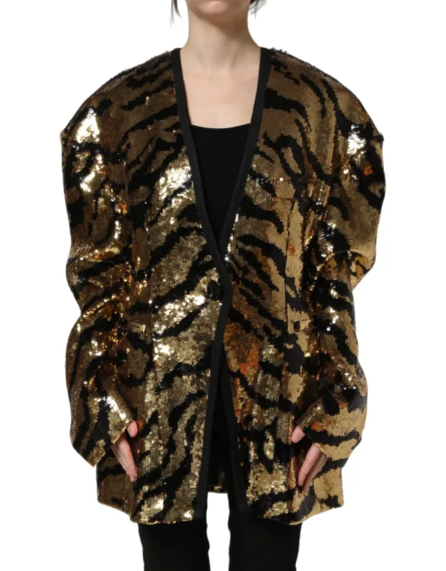 Sequin Tiger Stripe Blazer Jacket