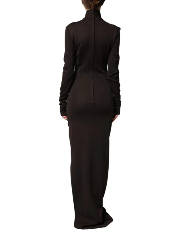 Turtleneck Jersey Long Maxi Dress