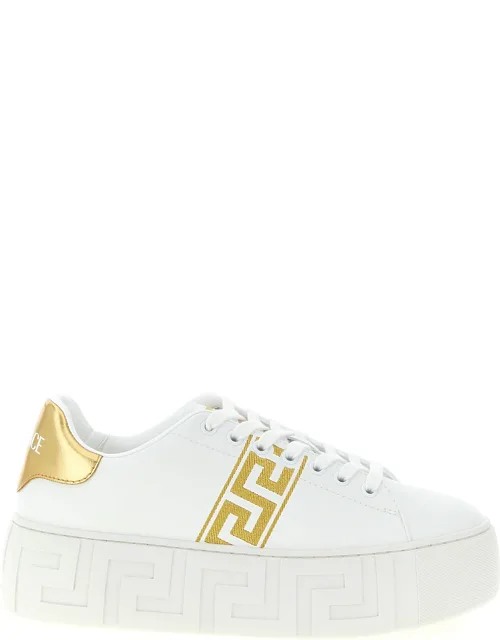 Gold Nylon Platform Sneakers
