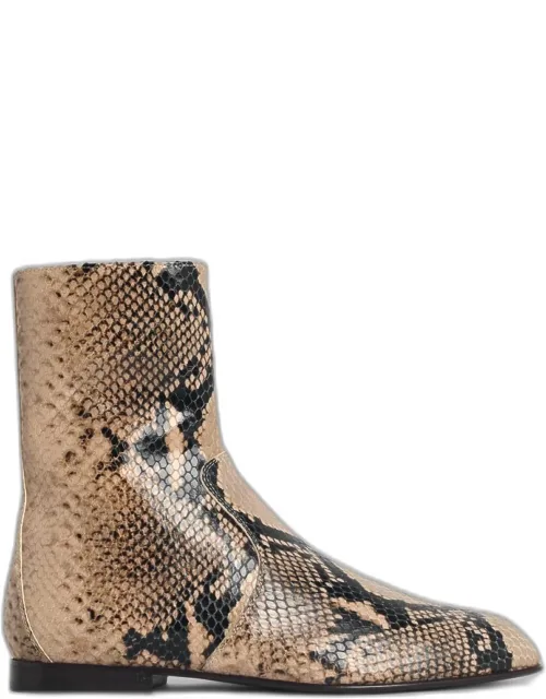 Snake Leather Ankle Boots