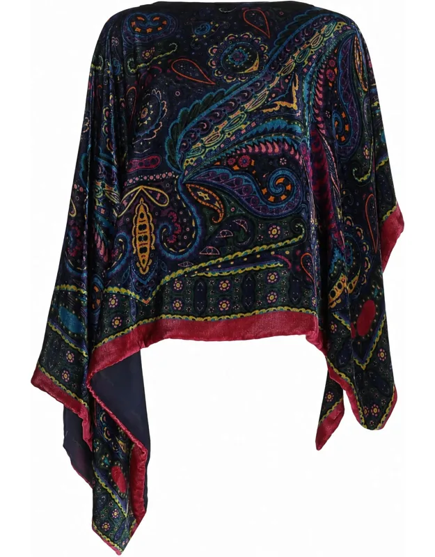 Poncho With Paisley Print