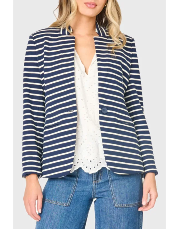 Striped Notch Collar Blazer