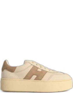 Hogan 'cool' Leather Sneakers With Memory Foam Insole And Rubber Platform Sole