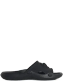 Versace Black Rubber Slippers With Rounded Toe And Embossed 'medusa Biggie' Detail