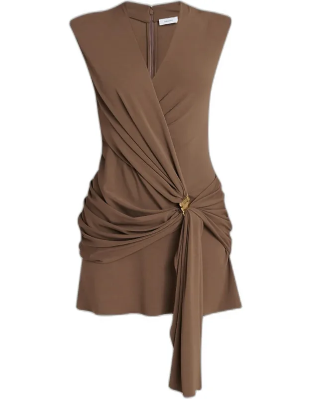 Draped Wrap Jersey Mini Dress
