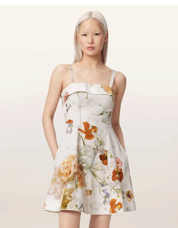 Floral Linen Blend Mini Dress