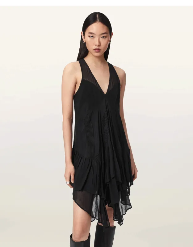 Asymmetric Tiered Midi Dress