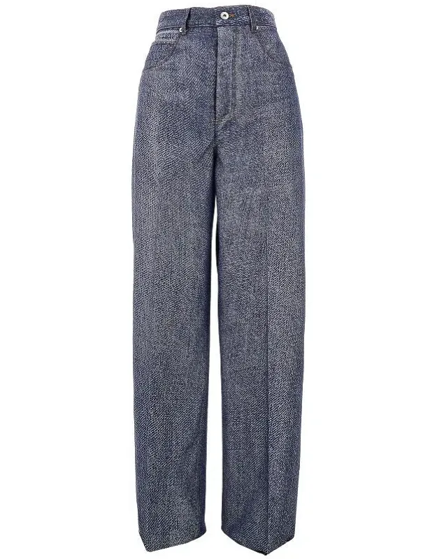 Denim-effect Wool-blend Pants
