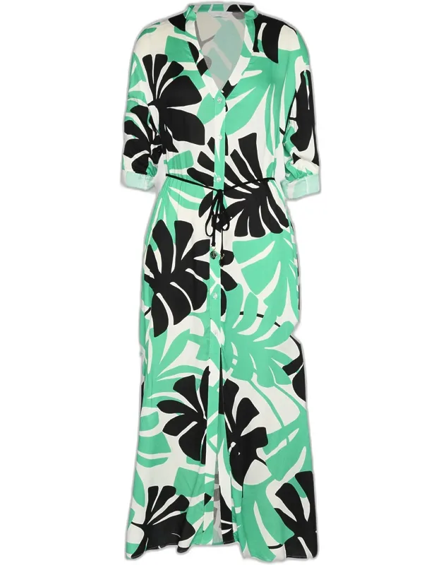 Monstera Maxi Shirtdress