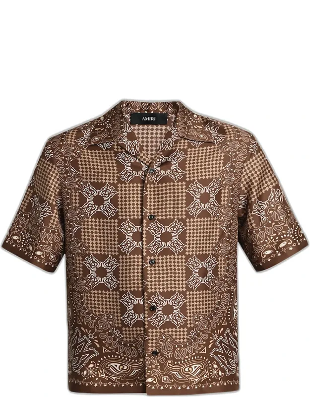 Silk Quad Paisley Short-sleeve Shirt