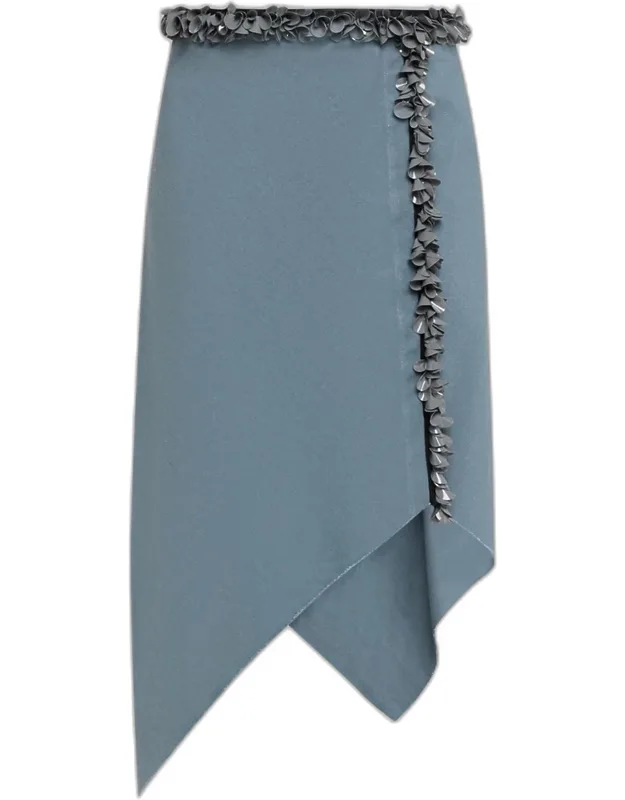Embellished Asymmetric Cotton Midi Skirt