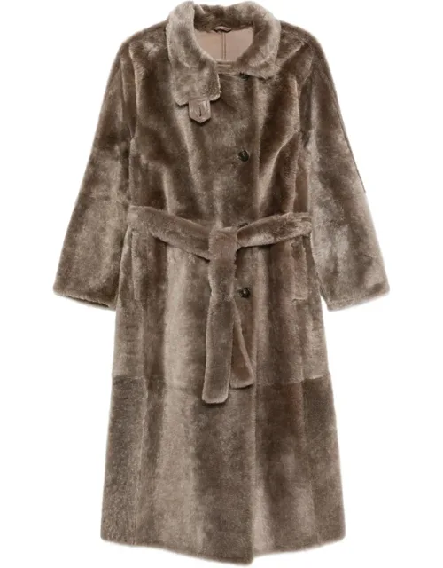 Belted Shearling Coat