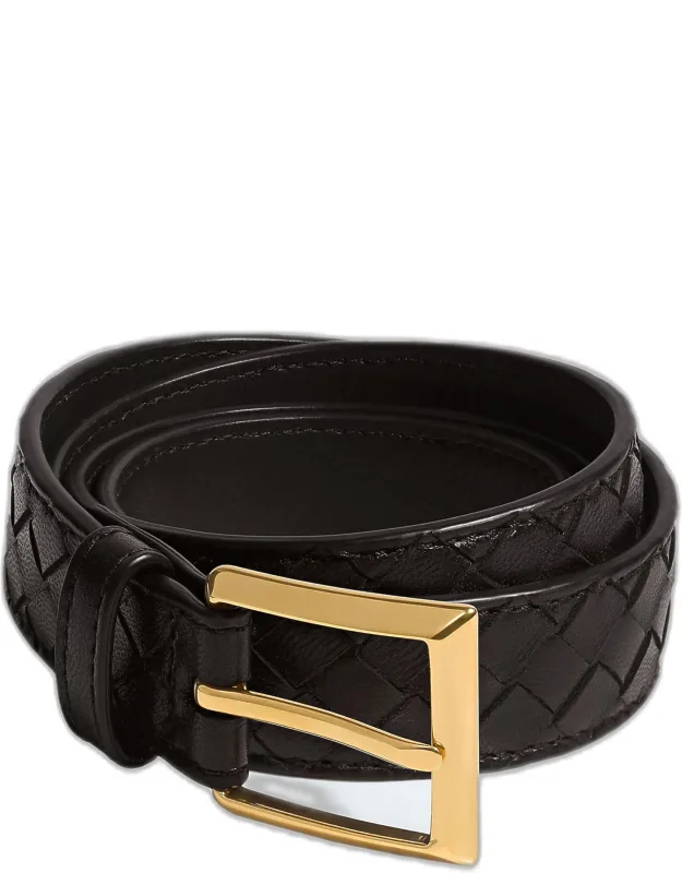 Solo Belt With Small Braided Detail And Metal Buckle