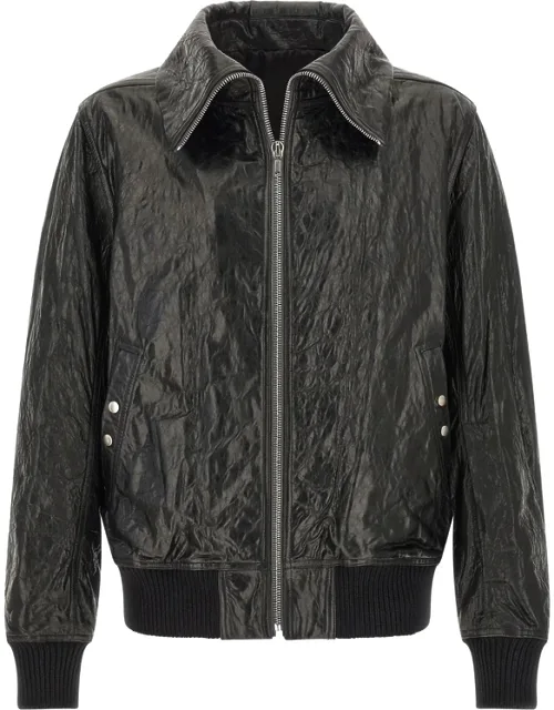 Hammered Leather Bomber Jacket