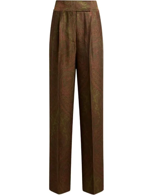 Wool-blend Jacquard Trousers With Paisley Motif