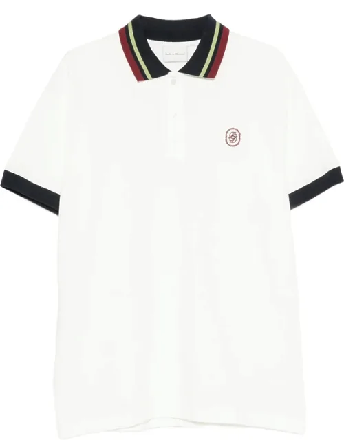 Logo-embroidered Striped-collar Polo Shirt