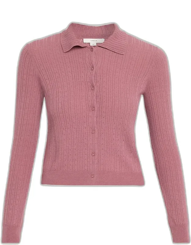 Pointelle Wool Cardigan