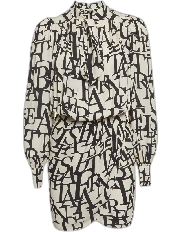 Printed Crepe Long Sleeve Dress