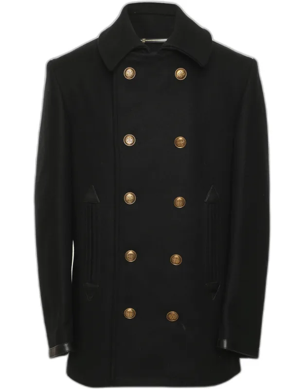 Wool Blend Double Breasted Pea Coat