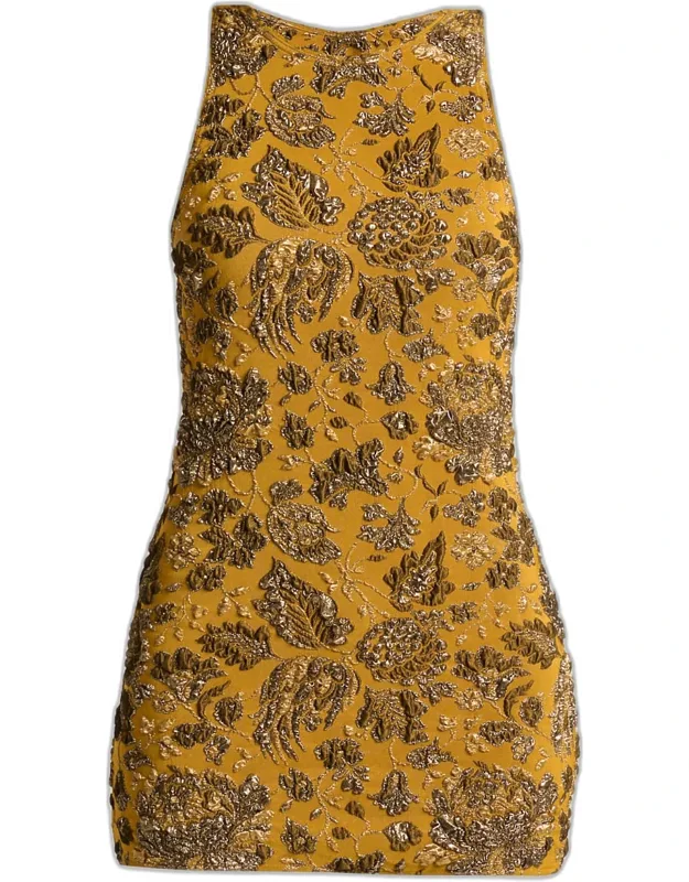 Brocade Cross-back Mini Dress