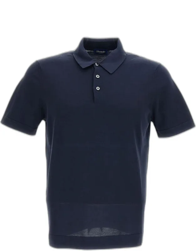 Polo Shirt With Button-down Collar And Ribbed Detailing