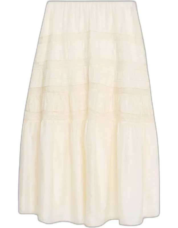 Silk Lace Maxi Skirt