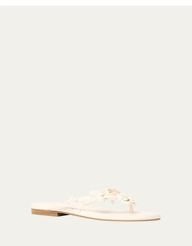 Floral Applique Leather Sandals