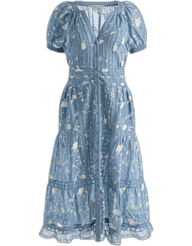 Lace-trim Midi Shirtdress