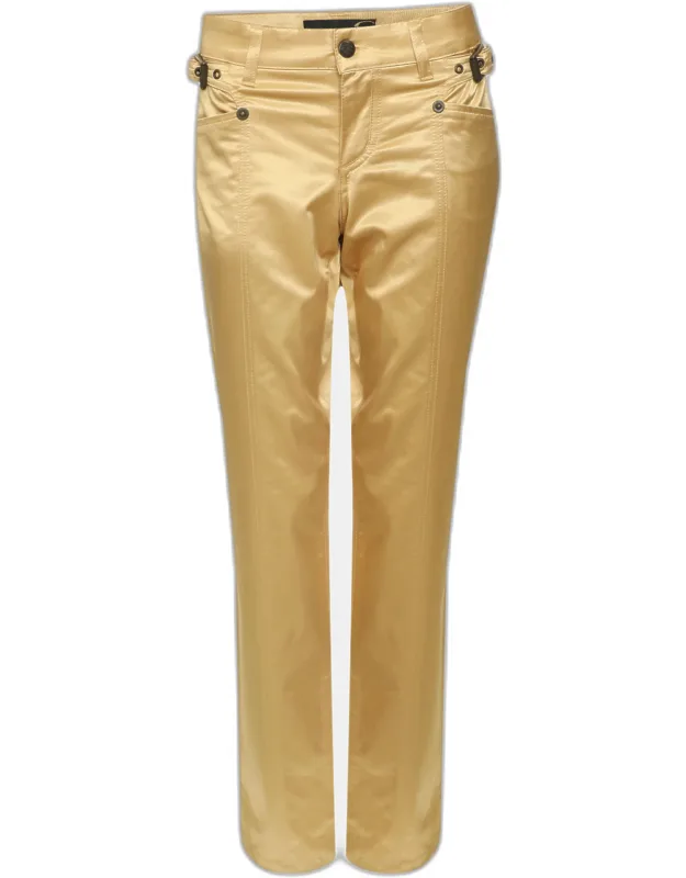 Gold Shimmer Stretch Satin Trousers