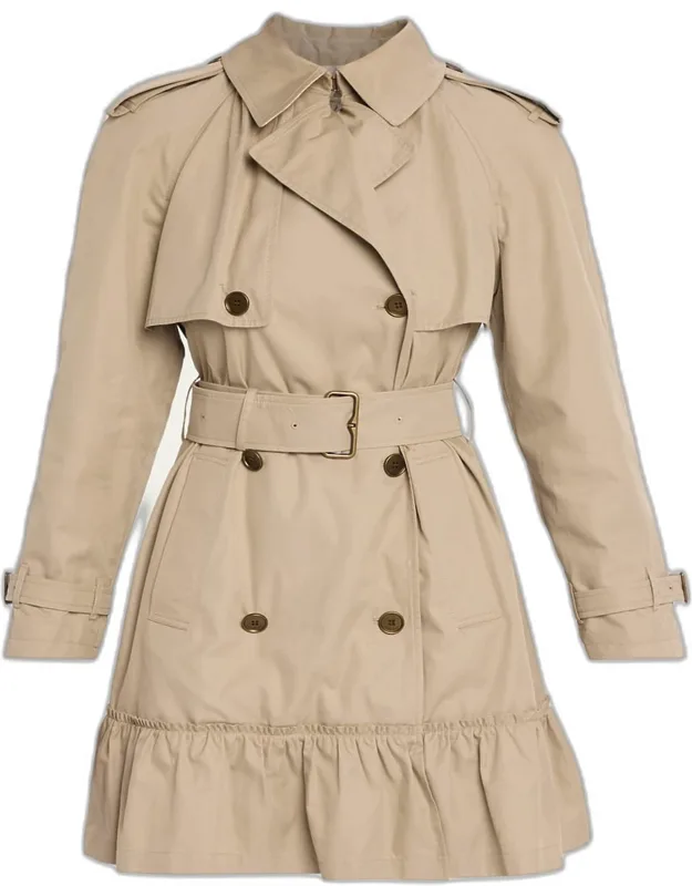Ruffle Belted Trench Coat