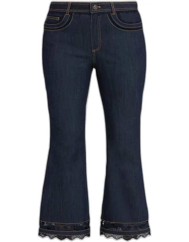 Guipure Lace Crop Flare Jeans