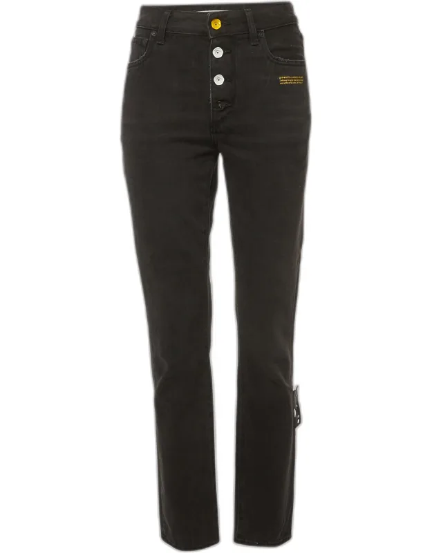 Slogan Print Denim Straight Fit Jeans