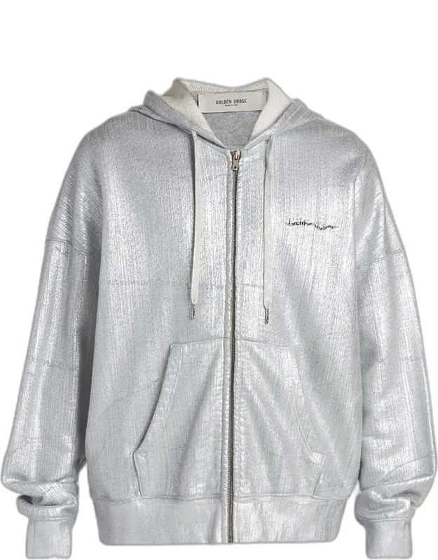 Metallic Textured Full-zip Hoodie