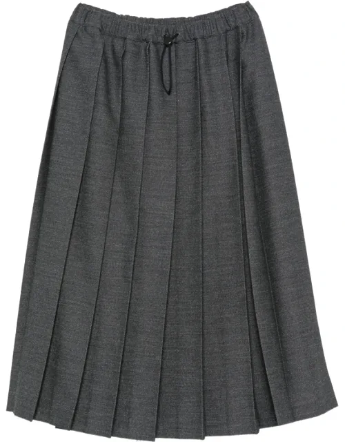 Pleated Drawstring-waistband Midi Skirt